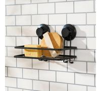 Ohs Suction Shower Caddy Organiser Bathroom Wall Shelf - Black