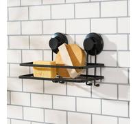 OHS Suction Shower Caddy Organiser Bathroom Wall Shelf in Black OHS Black