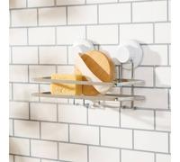 OHS Suction Shower Caddy Organiser Bathroom Wall Shelf in Silver OHS Silver