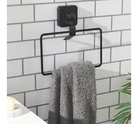OHS Suction Towel Ring Black, Wall Mounted Bathroom Towel Ring No Drilling Rust Resistant Metal Hand Towels Holder for Bathroom Organizer & Kitchen Storage