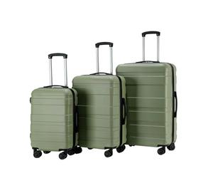 OHS Suitcases Set of 3, Hardshell Luggage Sets with 4 Wheels Lightweight Durable Adjustable Handles Easy to Carry - Cabin Luggage, Suitcase Medium, Suitcase Large - Olive Green