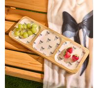 OHS Summer Print Bamboo 3 Section Picnic Dip Board Lightweight Outdoor in White OHS White