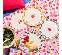 OHS Summer Print Plastic Picnic Plates Set of 4 Lightweight Outdoor OHS Multicolor