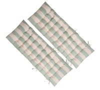 OHS Sun Lounger Cushions Set of 2 Gravity Chairs Outdoor Cushions Stripe Soft Thick Comfy Waterproof Garden Seat Cushion with Top Cover & Ties Lounger Cushion, Sage/Cream- 160 x 50cm