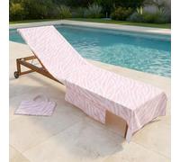 OHS Sunbed Towels with Pockets, Soft Quick-Dry Absorbent Microfibre Large Beach Towel in a Bag Sun Lounger Beach Towels for Adults Summer Holiday Essentials, 75 x 215cm - Beige Zebra Print