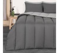 OHS Super King Coverless Duvet, 10.5 Tog Duvet & Pillowcases - Grey/Silver | Reversible Soft Warm Microfibre Coverless Quilt Super King Duvet Comfy Summer Winter Camping Blanket Washable Travel Duvet