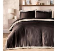OHS Super King Duvet Set, Super Soft Cosy Warm Microfibre Polyester Stylish Contrast Border Superking Bedding Modern Comfy Quilt Cover Set with Matching Pillowcases, Black/Stone
