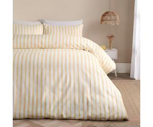 OHS Superking Duvet Sets, Super Soft Cosy Warm Modern Waffle Watercolour Striped Superking Bedding Set Comfy Luxurious Duvet Cover with Matching Pillowcases, Lemon