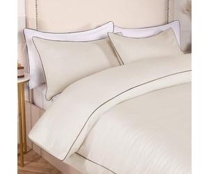 OHS Superking Size Bedding Covers Piped Edge, Ultrasoft Warm Microfibre Fabric Modern Stylish Luxury Soft Touch Duvet Cover Set with Pillowcases, Cream/Black - Superking Size