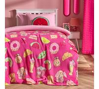 Ohs Sweetie Pies Flannel Fleece Throw Blanket Soft Bedspread, Magenta - 125 X 150 Cm