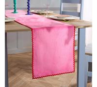 OHS Table Runner, Decorative Table Runners for Dining Table Scallop Edge Stylish Piped Trim Design Dining Room Party Kitchen Tables Decoration Runner, Pink/Red - 35 x 230cm