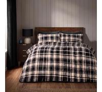 OHS Tartan Check Coverless Duvet King Size Teddy Fleece Duvet 10.5 Tog,Mono | Soft Cosy Winter Warm King Size Bedding with Pillowcases Thermal Fluffy Bedding Coverless Quilt Travel Camping Blanket