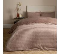 OHS Teddy Bear Bedding Superking, Ribbed Faux Fur Quilt Covers King Size Fluffy Teddy Bedding Covers Ultra Soft Fluffy Winter Bedding with Pillowcases - Mink