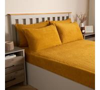 OHS Teddy Bear Pillowcases 4 Pack, Luxury Fluffy Pillow Covers, Warm Cosy Soft Teddy Fleece Hotel Quality Thermal Pillowcases, Ochre Yellow