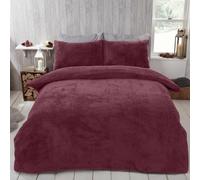 Ohs Teddy Duvet Cover With Pillow Case Bedding Set, Burgundy - Superking