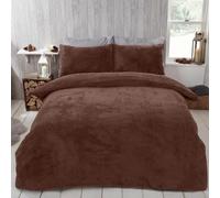 Ohs Teddy Duvet Cover With Pillow Case Bedding Set, Chocolate - Double