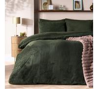 Ohs Teddy Duvet Cover With Pillow Case Bedding Set, Green - Double