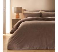 Ohs Teddy Duvet Cover With Pillow Case Bedding Set, Mink - Superking