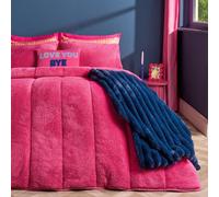 OHS Teddy Fleece 10.5 TOG Coverless Duvet with Pillowcase Bedding Set in Bright Pink | Size: Single OHS Bright Pink Single