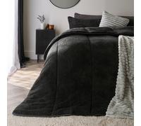 OHS Teddy Fleece 10.5 TOG Coverless Duvet with Pillowcase Bedding Set in Charcoal | Size: Single OHS Charcoal Single