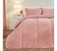 OHS Teddy Fleece 10.5 TOG Coverless Duvet with Pillowcase Bedding Set in Light Pink | Size: Single OHS Light Pink Single