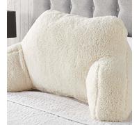 OHS Teddy Fleece Bed Reading Cushion Pillow with Arms Lumbar Support in Cream OHS Cream