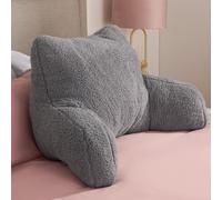 OHS Teddy Fleece Bed Reading Cushion Pillow with Arms Lumbar Support in Grey OHS Grey