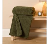 Ohs Teddy Fleece Blanket Large Throw Over Bed, Green - 150 X 200Cm