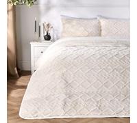 OHS Teddy Fleece Cable Knit 10.5 Tog Coverless Duvet With Pillowcases, Double
