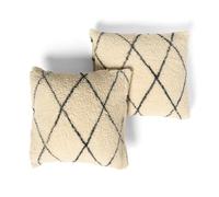 OHS Teddy Fleece Cushion Covers 45 x 45cm, Ultra Soft Diamond Design Decorative Square Throw Pillow Covers with Invisible Zipper for Couch Bedroom Living Room 2 Pack, Monochrome