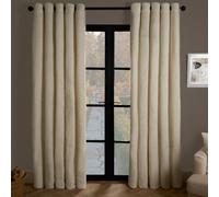 OHS Teddy Fleece Eyelet Curtains Thermal Pair Ready Made, Cream - 66" X 90"