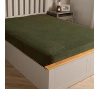Ohs Teddy Fleece Fitted Bed Sheet Soft Thermal, Dark Green - Single