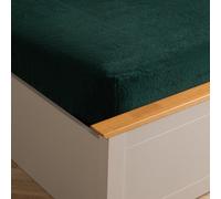 Ohs Teddy Fleece Fitted Bed Sheet Soft Thermal, Forest Green - King
