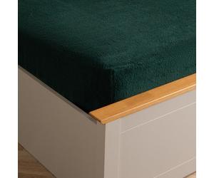 Ohs Teddy Fleece Fitted Bed Sheet Soft Thermal, Forest Green - Superking