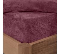 Ohs Teddy Fleece Fitted Bed Sheet Soft Thermal Warm, Burgundy - Single