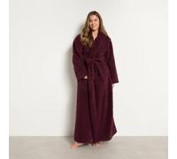 OHS Teddy Fleece Floor Length Dressing Gown Loungewear Hooded Bathrobe in Burgundy OHS Burgundy One Size