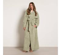 OHS Teddy Fleece Floor Length Dressing Gown Loungewear Hooded Bathrobe in Green OHS Green One Size