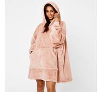 Ohs Teddy Fleece Hoodie Blanket Oversized Sweatshirt, Blush - Adults