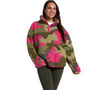 OHS Teddy Fleece Jacket Women, Camouflage Half Zip Fleece Women Pullover Ultra Soft Cosy Womens Sweatshirt Casual Long Sleeve Sweater Top for Travel Hiking, Pink/Green - L/XL