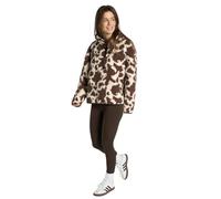 OHS Teddy Fleece Jacket Women, Cow Print Fleece Pullover Half Zip Women Soft Cosy Warm Winter Womens Clothing Ladies Sweatshirt Top Casual Long Sleeve Ladies Jumpers for Hiking Travel, Natural - S/M