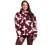 OHS Teddy Fleece Jacket Women, Half Zip Fleece Women Geometric Print Top Sweatshirt Pullover Ultra Soft Cosy Women's Jackets Casual Long Sleeve Sweater for Travel Hiking, Burgundy/White - L/XL