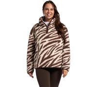 OHS Teddy Fleece Jacket Women, Half Zip Fleece Women Zebra Print Womens Sweatshirt Pullover Ultra Soft Cosy Casual Long Sleeve Ladies Sweater Top for Travel Hiking, Brown - L/XL