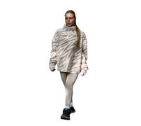 OHS Teddy Fleece Jacket Women Half Zip, Lightweight Warm Cosy Zebra Print Ladies Sweatshirt Top Casual Long Sleeve Pullover for Travelling Outdoor Hiking, Beige - S/M