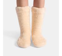 Ohs Teddy Fleece Non Slip Sherpa Slipper Lounge Socks, Cream