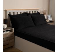 OHS Teddy Fleece Pillow Case 4 Pack, Luxury Pillow Cover Fluffy Pillowcases Side Sleeper Warm Cosy Soft Teddy Bear Fleece Hotel Quality Thermal Pillowcases, Black