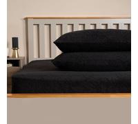 OHS Teddy Fleece Pillowcase Cover Bedding Set 2 X Thermal, 50 X 75Cm - Black