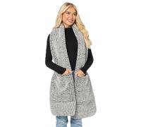 OHS Teddy Fleece Pocket Scarf, Super Soft Fluffy Scarves for Women Hand Neck Warmer Scarf Gifts for Women Warm Cosy Thermal Winter Scarfs with Pockets, Charcoal Grey