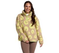 OHS Teddy Fleece Pullover Half Zip Women, Abstract Leopard Print Fleece Jacket Women Soft Cosy Warm Winter Womens Sweatshirt Long Sleeve Casual Ladies Jackets Top for Outdoor, Natural/Neon - S/M