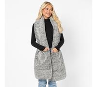 OHS Teddy Fleece Scarf Long Thermal Soft Pockets Hand Neck Warmer Marl, Charcoal