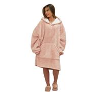 Ohs Teddy Fleece Sherpa Hooded Blanket Oversized Adults Throw - Blush